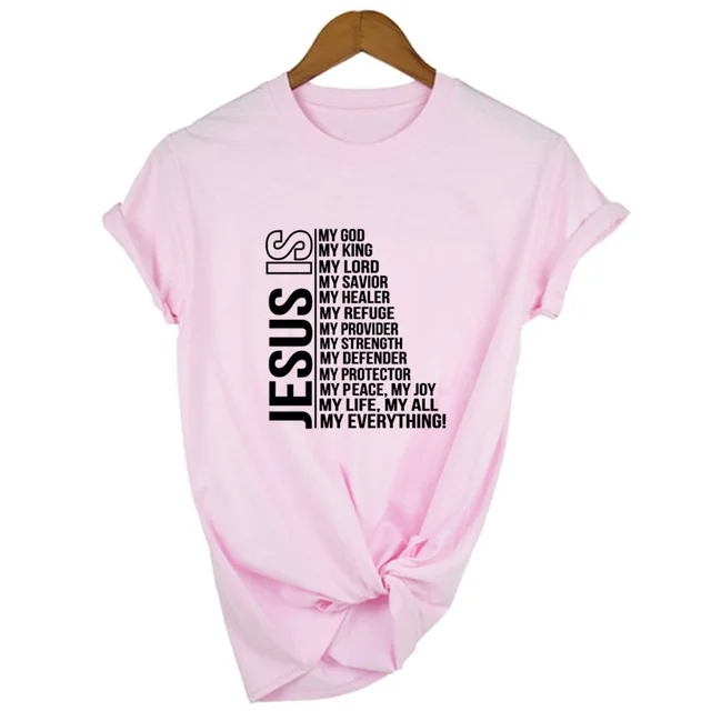 Jesus Is My God King Everything Women Vintage Tops tshirts Pink - Shop at LoveMi