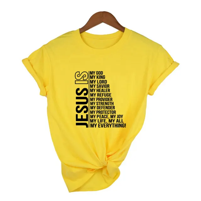 Jesus Is My God King Everything Women Vintage Tops tshirts Yellow - Shop at LoveMi