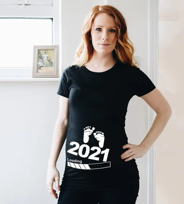 Baby Printed Maternity T Shirt Maternity Short Sleeves Black - Shop at LoveMi