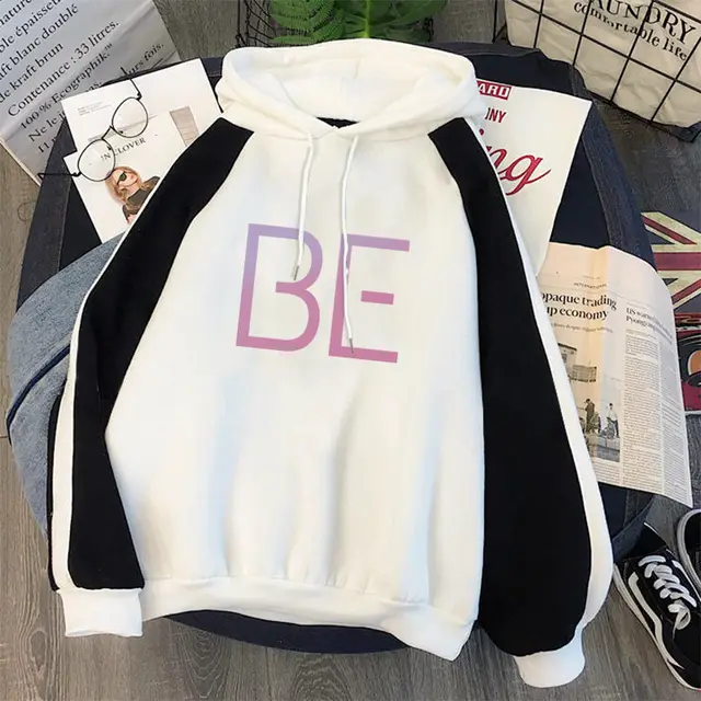 Plus Fleece Youth Color Block Hoodie BE Contrast Color Sweatshirt Women - Shop at LoveMi