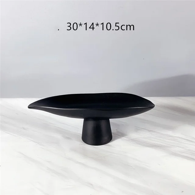 Black And White Resin Tall Fruit Plate Handicraft Simple Nordic Soft Outfit Sales Model Room Jewelry Ornaments Black Small - Shop at LoveMi