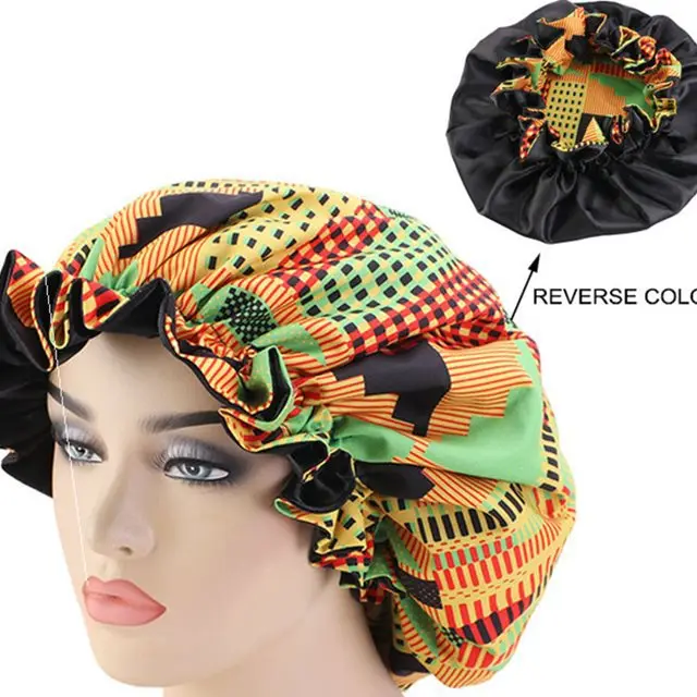 African Pattern Ankara Print Bonnet Women Night Sleep Cap Orange - Shop at LoveMi
