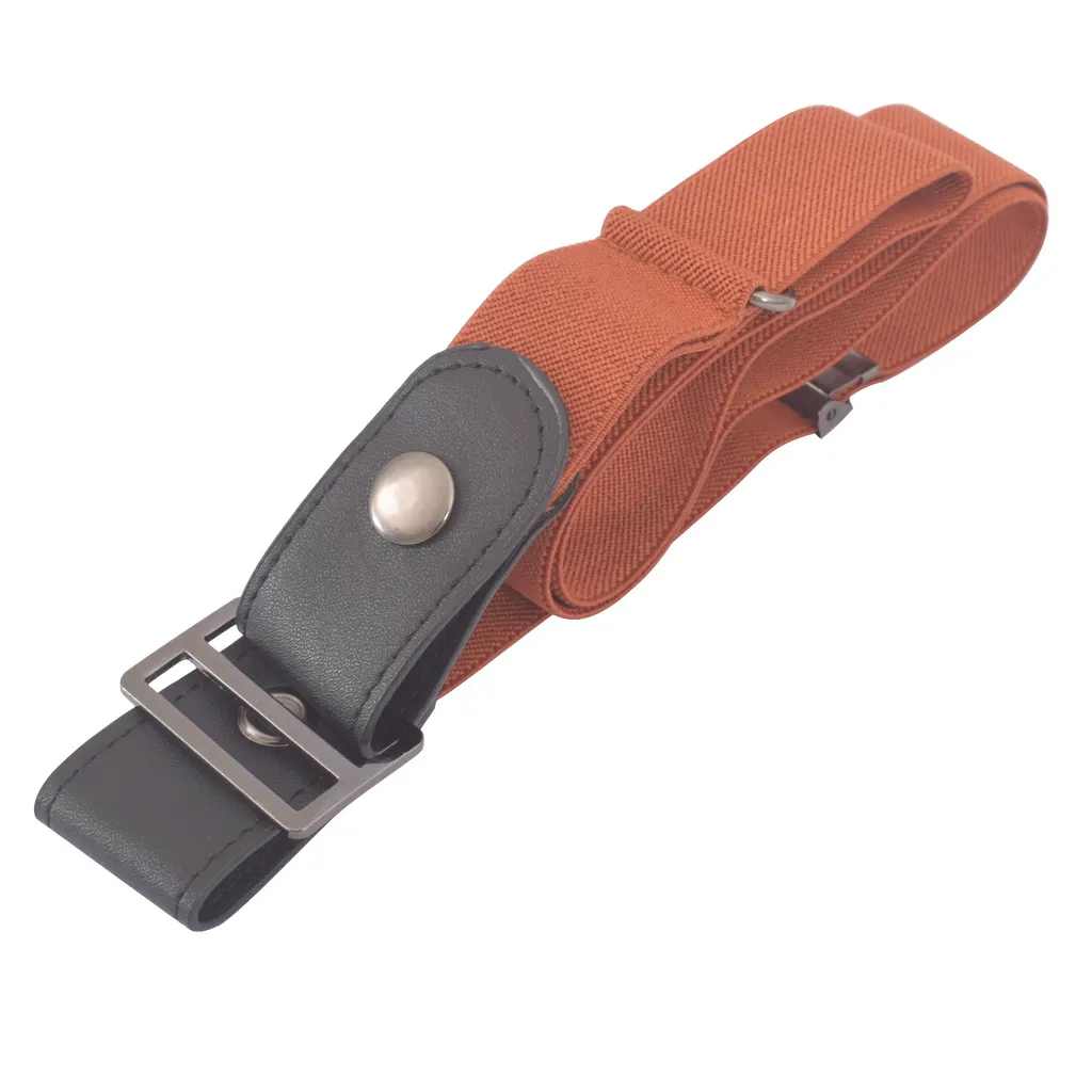 Simple Lazy Belt Fat Elastic Belt - Light Brown