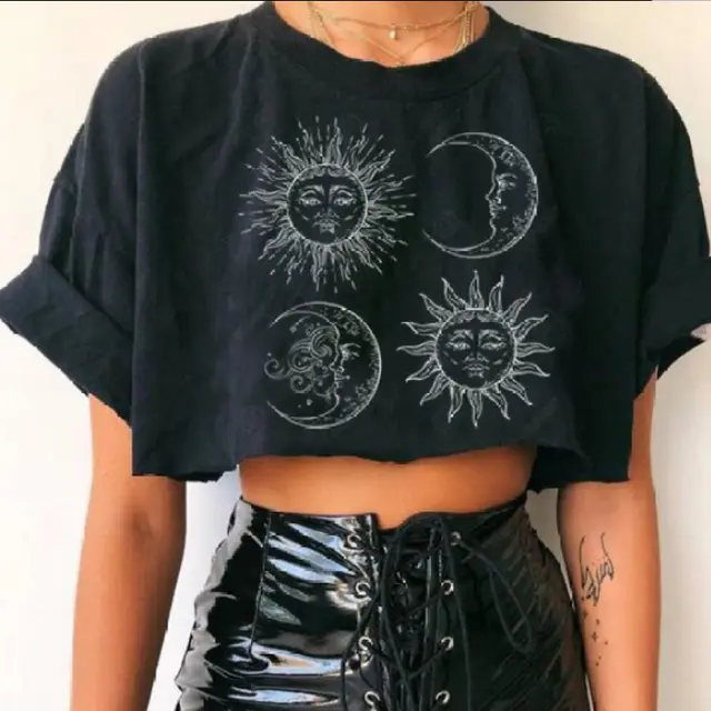 Round Neck Printing Stand Alone Stand Alone Short Sleeved T Shirt - Shop at LoveMi
