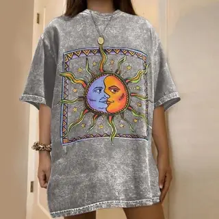 Round Neck Printing Stand-Alone Stand-Alone Short-Sleeved T-Shirt - Grey