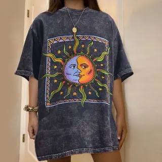Round Neck Printing Stand-Alone Stand-Alone Short-Sleeved T-Shirt - Navy Blue