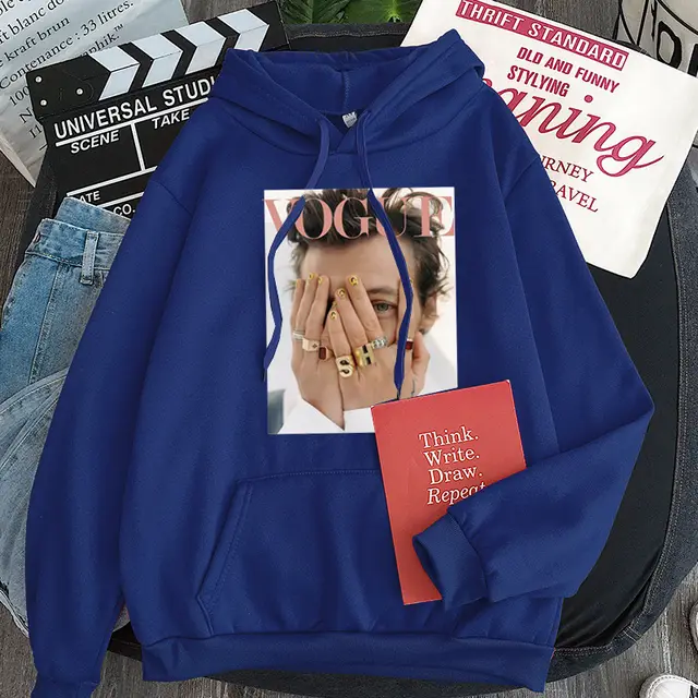 Hoodie Ladies Pullover Large Sweatshirt Streetwear Blue - Shop at LoveMi