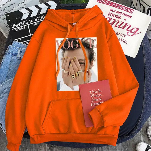 Hoodie Ladies Pullover Large Sweatshirt Streetwear Orange - Shop at LoveMi