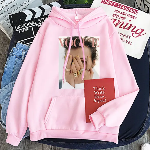 Hoodie Ladies Pullover Large Sweatshirt Streetwear Pink - Shop at LoveMi