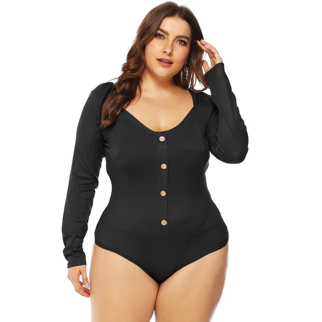 European And American Long Sleeved Halter Button Jumpsuit Black - Shop at LoveMi