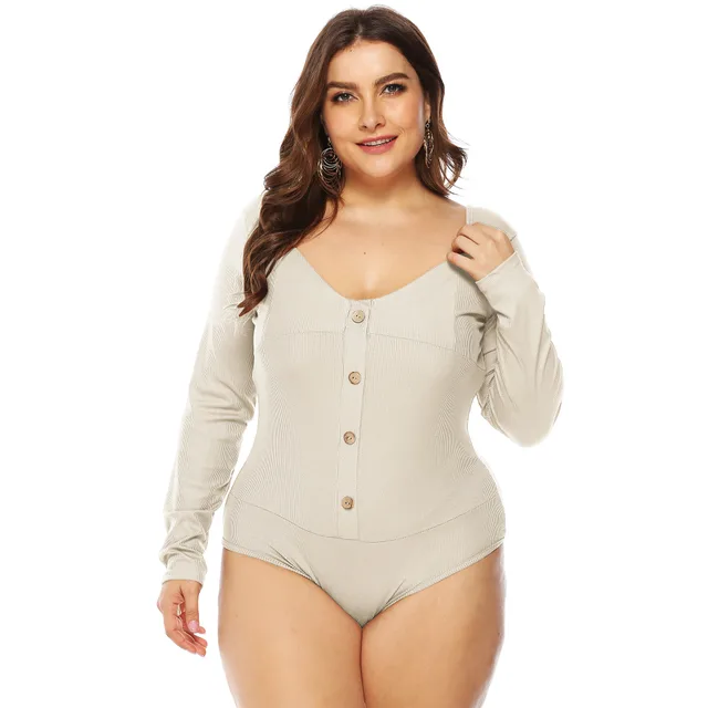 European And American Long Sleeved Halter Button Jumpsuit Grey - Shop at LoveMi