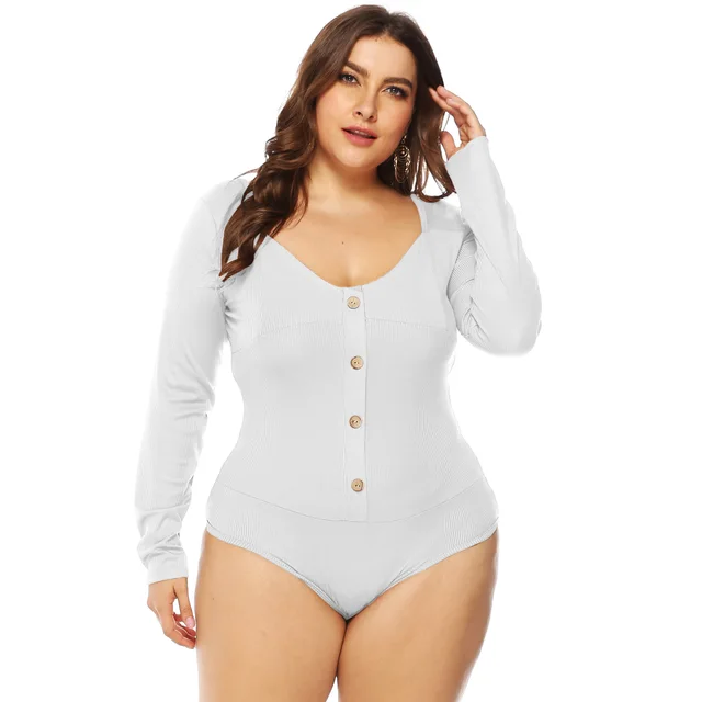 European And American Long Sleeved Halter Button Jumpsuit White - Shop at LoveMi