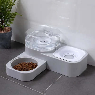 Double Bowl Automatic Drinking Cat Food Bowl Gray - Shop at LoveMi