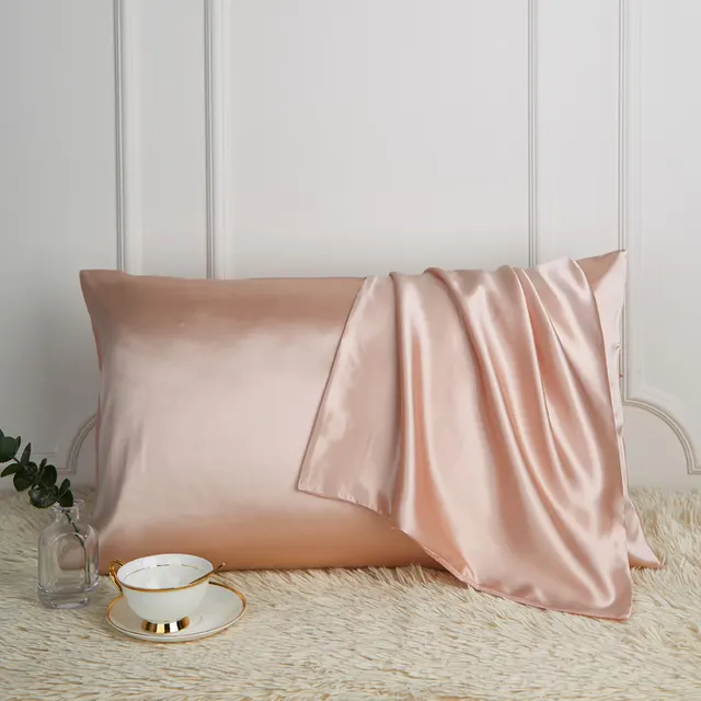 Silk Pillowcase Pure Color Silk Pillow Single Plain Color Pillow J - Shop at LoveMi