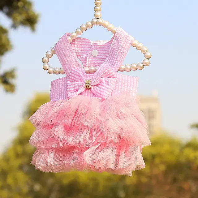 New Dog Clothes Striped Suspender Skirt Pink - Shop at LoveMi