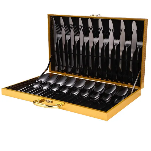 36 Pece Stainless Steel Steak Knife and Fork Set Black - Shop at LoveMi