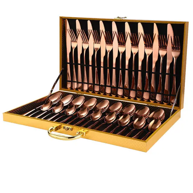 36 Pece Stainless Steel Steak Knife and Fork Set Rose Gold - Shop at LoveMi