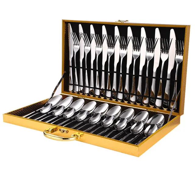 36 Pece Stainless Steel Steak Knife and Fork Set Silver - Shop at LoveMi
