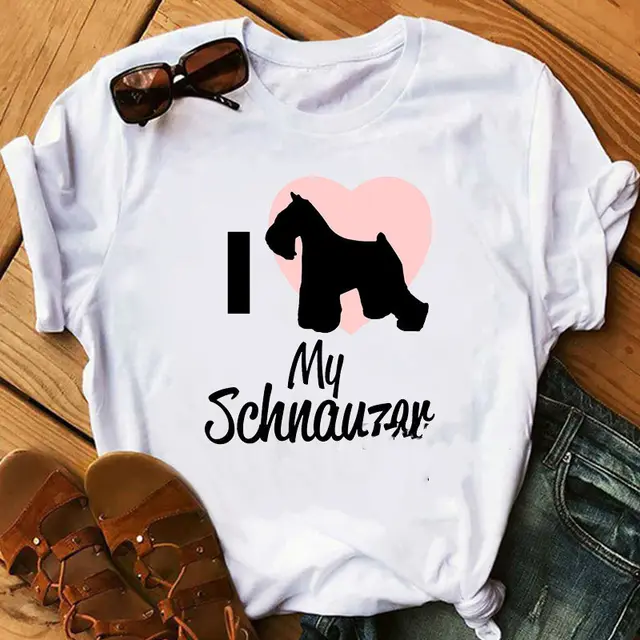 Schnauzer Mother Letter Print Ladies Street T shirt Top - Shop at LoveMi