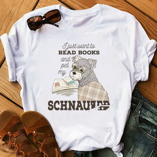 Schnauzer Mother Letter Print Ladies Street T shirt Top - Shop at LoveMi