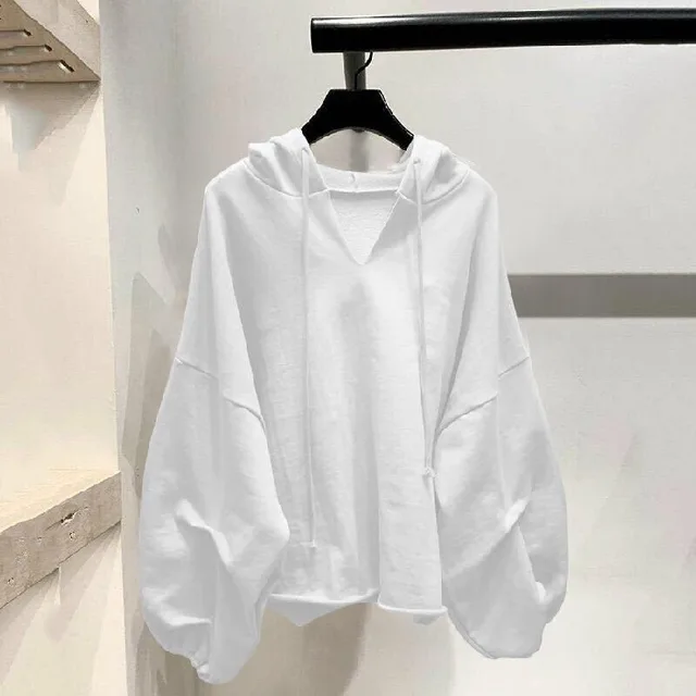 Loose Korean Style Hooded Ins Thin Sweater Women White - Shop at LoveMi