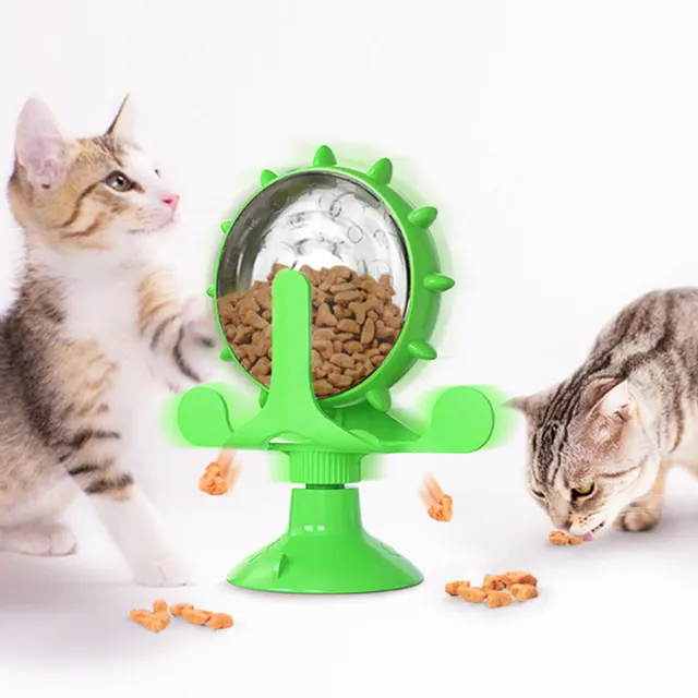 Cat Self Healing Toy Leaks Food Spinning Windmill Green - Shop at LoveMi