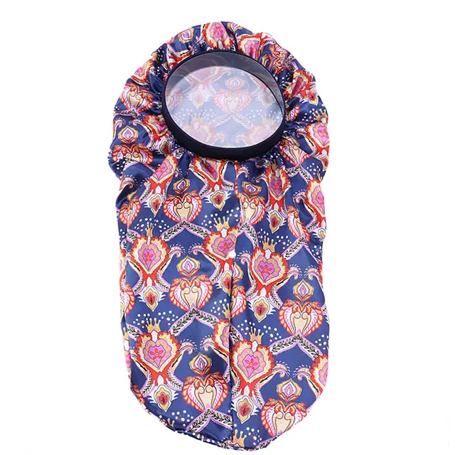 African Printed Nightcap Satin Long Tail Hood Tibetan Green - Shop at LoveMi