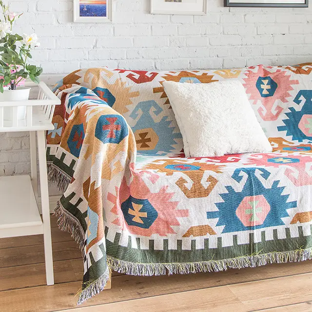 Sofa Cushion Blanket Cushion Sofa Towel Retro Sofa Knitted Blanket Pink - Shop at LoveMi