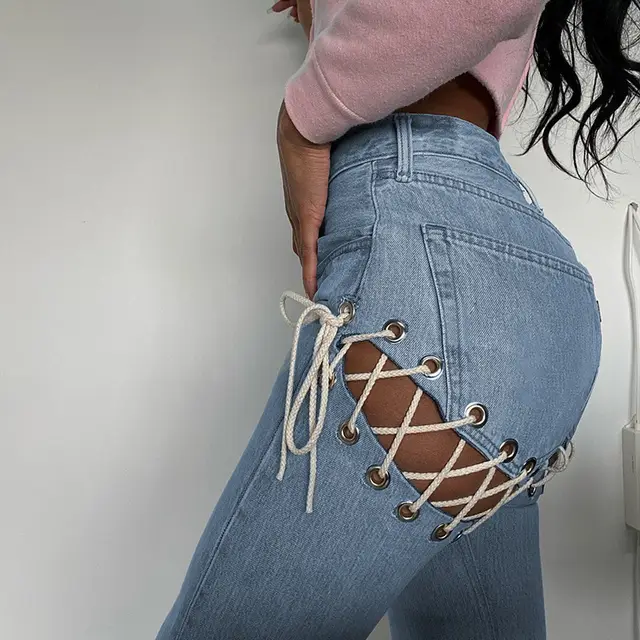 Jeans European And American High Waisted Trousers Straight Leg Jeans Blue - Shop at LoveMi