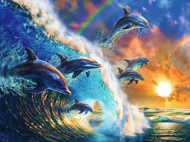Dolphin World A Diamond Embroidery DIY Resin Cross Stitch - Shop at LoveMi