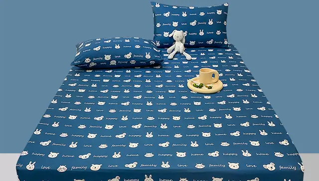 Cotton Elastic Bed Sheet Geometric Printed Fitted Sheet Elastic Bed Linen Mattress Cover Queen King Size bedding set Bedspread Blue - Shop at LoveMi