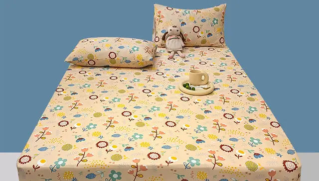 Cotton Elastic Bed Sheet Geometric Printed Fitted Sheet Elastic Bed Linen Mattress Cover Queen King Size bedding set Bedspread Flower - Shop at LoveMi