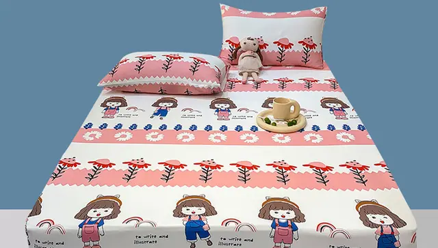 Cotton Elastic Bed Sheet Geometric Printed Fitted Sheet Elastic Bed Linen Mattress Cover Queen King Size bedding set Bedspread Girl - Shop at LoveMi