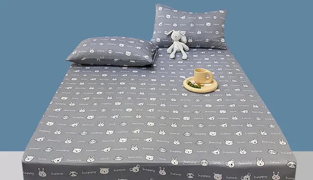 Cotton Elastic Bed Sheet Geometric Printed Fitted Sheet Elastic Bed Linen Mattress Cover Queen King Size bedding set Bedspread Grey - Shop at LoveMi