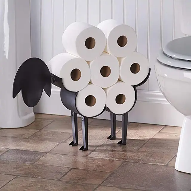 Sheep Toilet Paper Holder Wrought Iron Paper Towel Holder Sheep Toilet Paper Holder Lamb - Shop at LoveMi