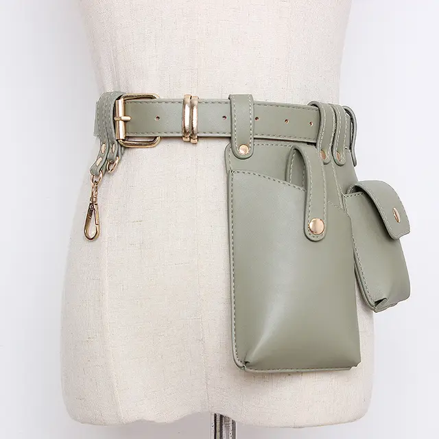 Waist Bag Female Simulation Leather Belt Decorative Skirt Fashion Green - Shop at LoveMi