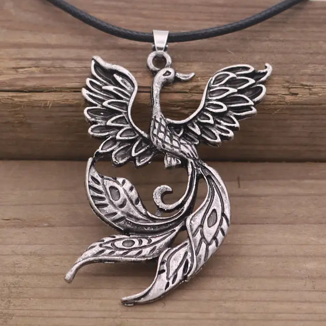 Viking Pendant Phoenix Fire Bird Necklace Vintage Firebird Pendant - Shop at LoveMi