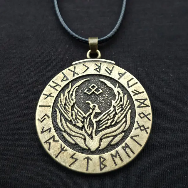 Viking Pendant Phoenix Fire Bird Necklace Vintage Firebird Pendant - Shop at LoveMi