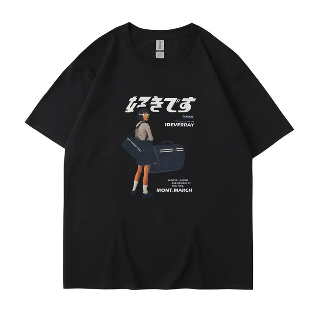 Character Print Casual t Shirt Short Sleeved T Shirt Black - Shop at LoveMi