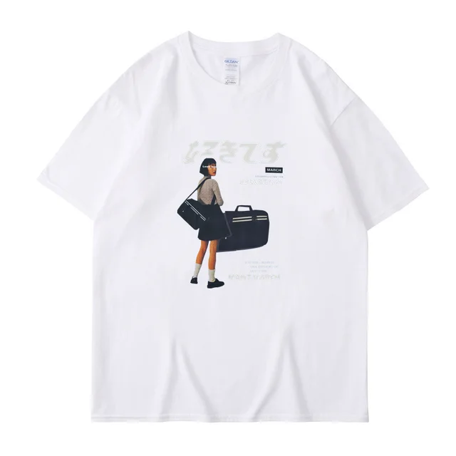 Character Print Casual t Shirt Short Sleeved T Shirt White1 - Shop at LoveMi
