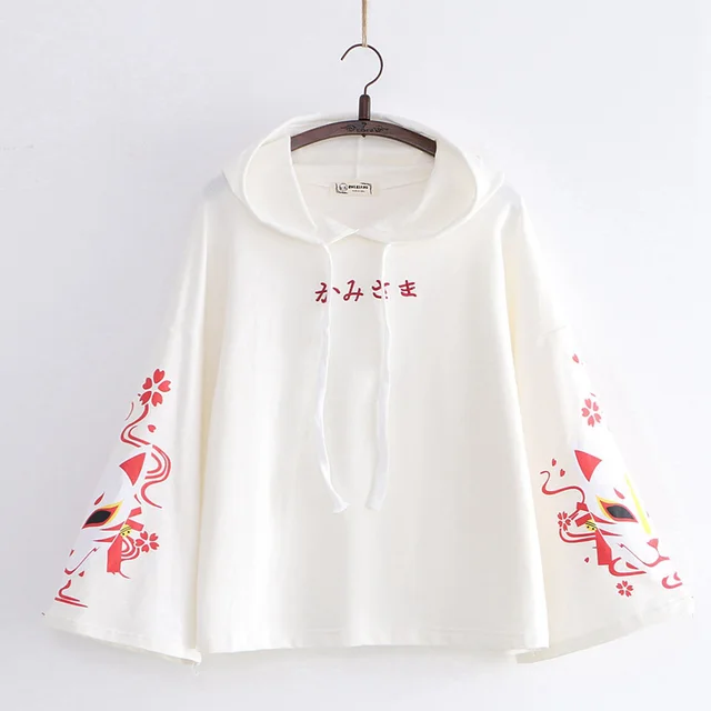 Women's Long sleeved Hooded Sweater Trendy Top White - Shop at LoveMi