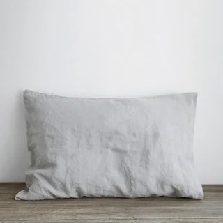 Cotton And Linen Solid Colour Retro Adult Pillowcase - Fog Grey
