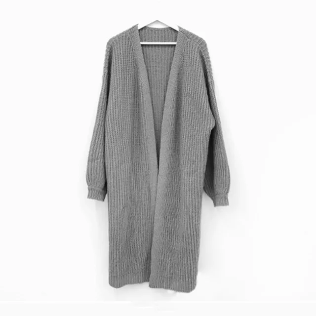 Lazy Shoulders Thick Long Sweater Coat Women Grey - Shop at LoveMi