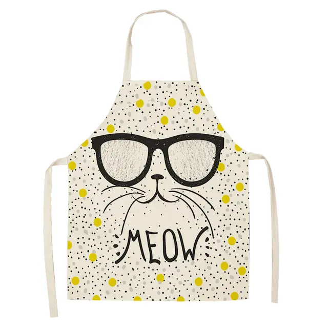 Creative Cartoon Cat Pattern Multifunctional Kitchen Cotton And Linen Apron - Shop at LoveMi