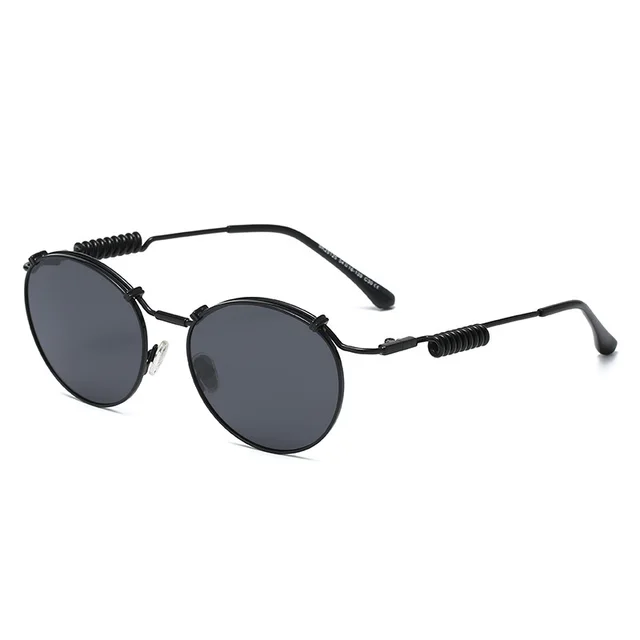 Retro Style Circular Polarized Women's Fashion Spring Temples Gun Frame Gray C2 - Shop at LoveMi