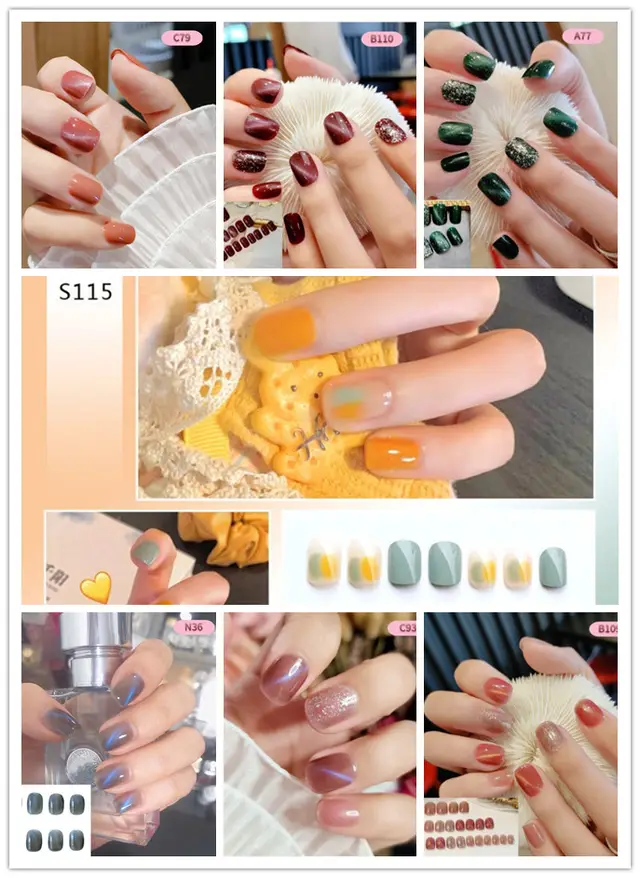 Wearable Fake Nail Patch Manicure Finished Removable Opal Long 7Pcs Set - Shop at LoveMi