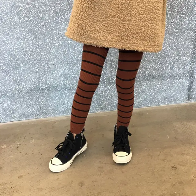 Baby Leggings All Match Striped Thread Stretch Knitted Children's Pants Red - Shop at LoveMi
