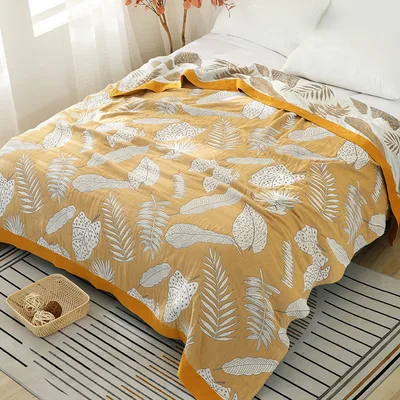 Fashionable And Comfortable Household Five Layer Gauze Cotton Blanket Yellow - Shop at LoveMi