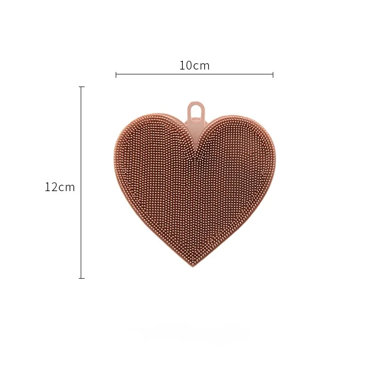 Silicone Flower Washing Dishwashing Non-Stick Pan Cleaning Brush - Chocolate Heart Shape
