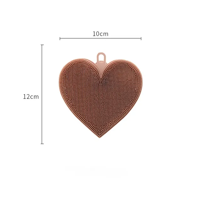Silicone Flower Washing Dishwashing Non Stick Pan Cleaning Brush Chocolate Heart Shape - Shop at LoveMi